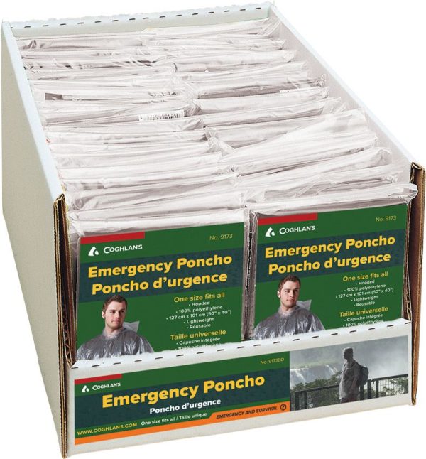 Coghlan's Emergency Poncho Display - 50pk Clear