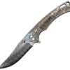 CH Knives Otoman Framelock Ti Damascus Folding Knife