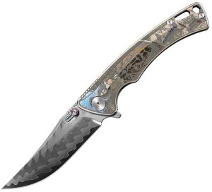 CH Knives Otoman Framelock Ti Damascus Folding Knife