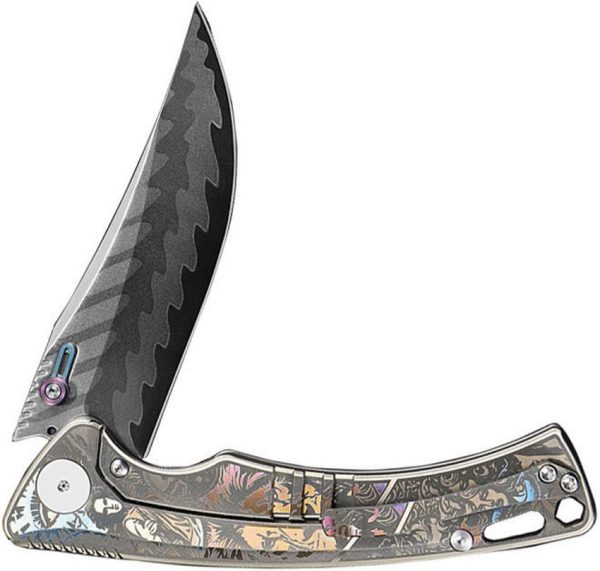 CH Knives Otoman Framelock Ti Damascus Folding Knife