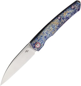 CH3550BL.jpg CH Knives Framelock Titanium M390 Blue Timascus Handle