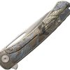 CH Knives Vexor Framelock Damascus Titanium Folder