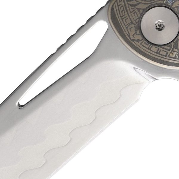 CH Knives Vexor Framelock Damascus Titanium Folder