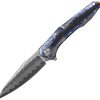 CH Knives Wartex Framelock Damascus Flame Anodized Ti