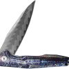 CH Knives Wartex Framelock Damascus Flame Anodized Ti
