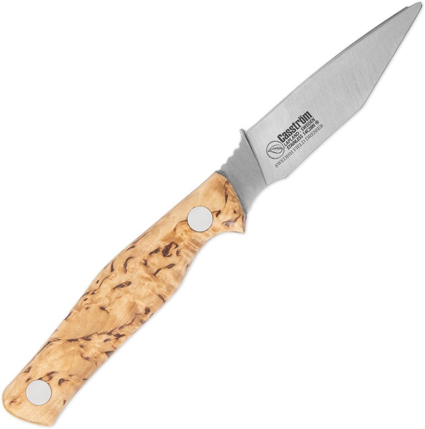 Casstrom Field Dresser Curly Birch Fixed Blade Knife 3.5" 14C28N
