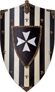 Art Gladius Hospitaliers Wooden Shield Blue White 33"