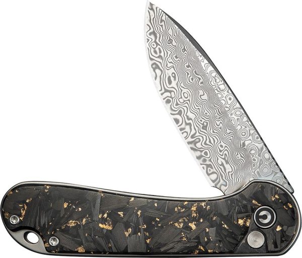 Civivi Elementum II Damascus Carbon Fiber Button Lock