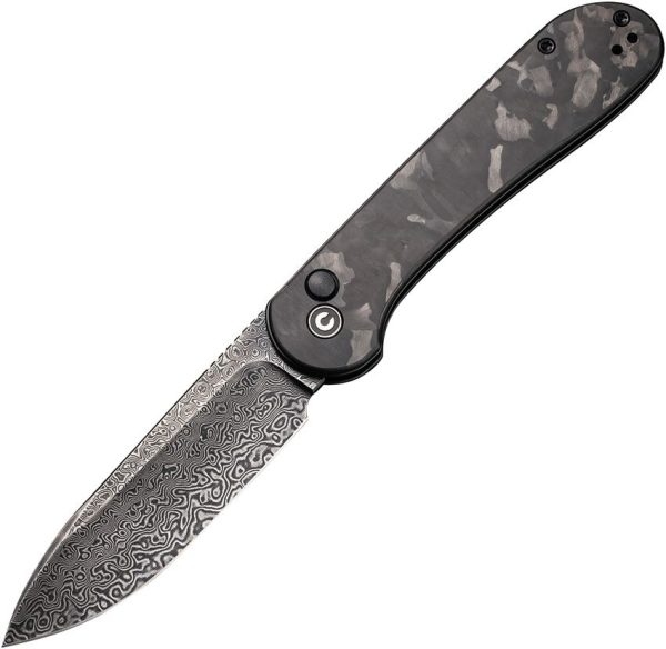 Civivi Elementum Damascus Carbon Fiber Button Lock