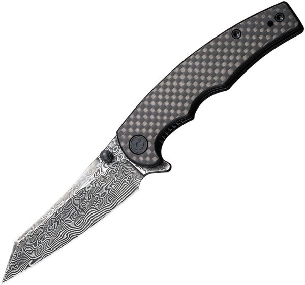 Civivi P87 Damascus Folder Carbon Fiber