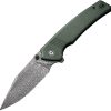 Civivi Tranquil Linerlock 3.75" Damascus Green Canvas Micarta Folding Knife
