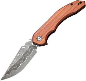 Civivi Bluetick Linerlock Damascus - Wood Handle Drop Point
