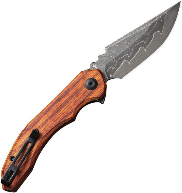 Civivi Bluetick Linerlock Damascus - Wood Handle Drop Point