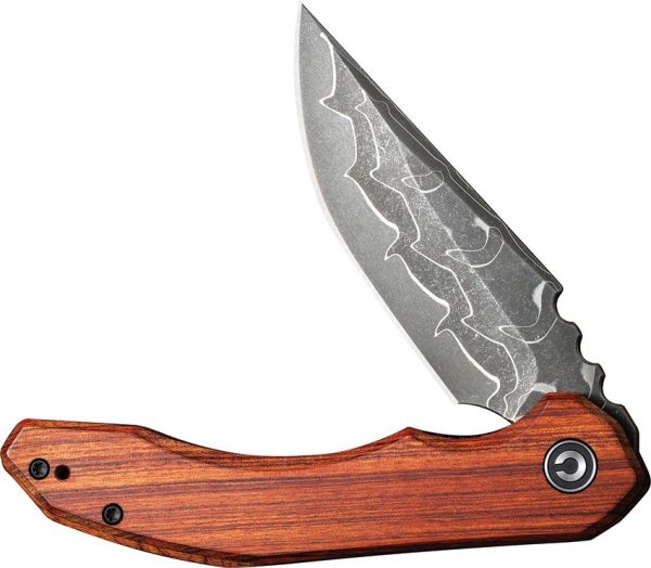Civivi Bluetick Linerlock Damascus - Wood Handle Drop Point