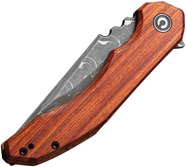 Civivi Bluetick Linerlock Damascus - Wood Handle Drop Point