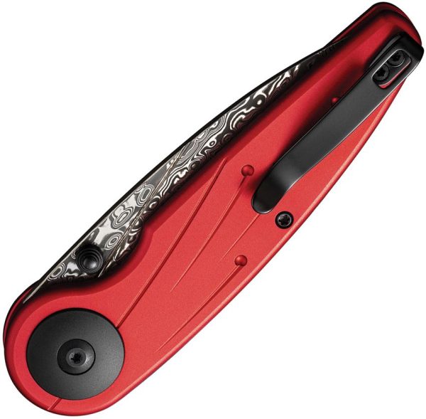 Civivi Starflare Damascus Button Lock - Red Aluminum
