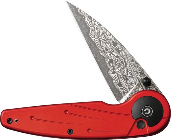 Civivi Starflare Damascus Button Lock - Red Aluminum