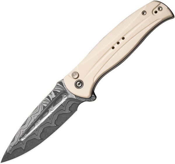 Civivi Incindie Damascus Button Lock - Ivory G10
