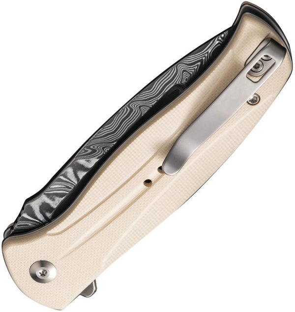 Civivi Incindie Damascus Button Lock - Ivory G10