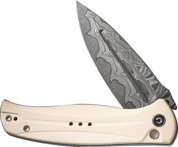 Civivi Incindie Damascus Button Lock - Ivory G10