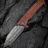 Civivi Tacticorix Damascus Linerlock - Brown Wood Handle