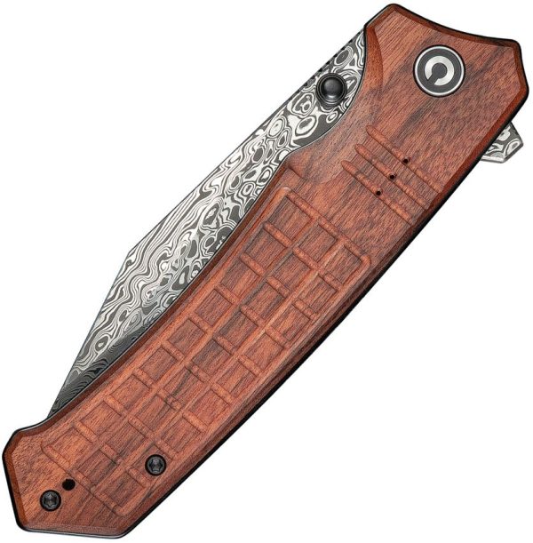 Civivi Tacticorix Damascus Linerlock - Brown Wood Handle