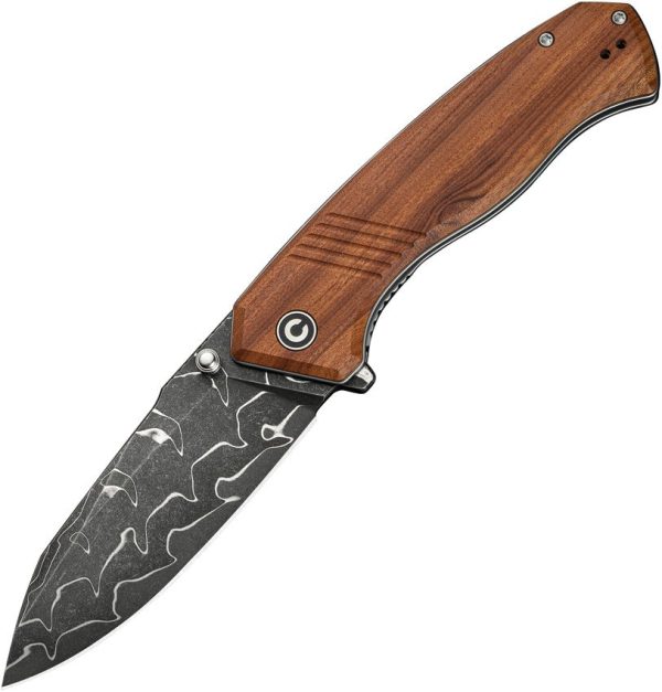 Civivi Placoid Linerlock Damascus Brown Wood