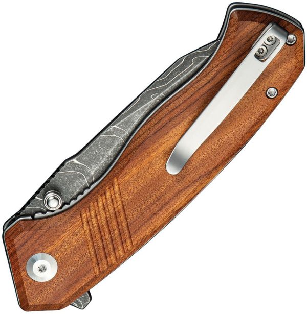 Civivi Placoid Linerlock Damascus Brown Wood