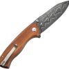 Civivi Placoid Linerlock Damascus Brown Wood
