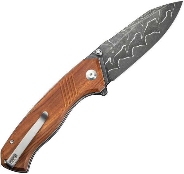 Civivi Placoid Linerlock Damascus Brown Wood