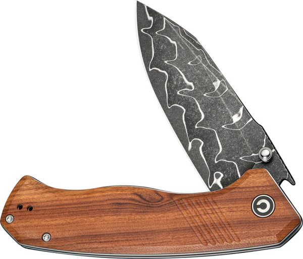 Civivi Placoid Linerlock Damascus Brown Wood