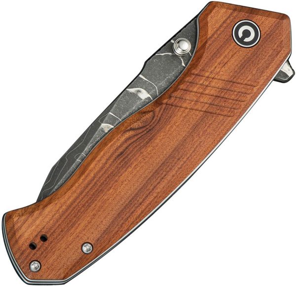 Civivi Placoid Linerlock Damascus Brown Wood