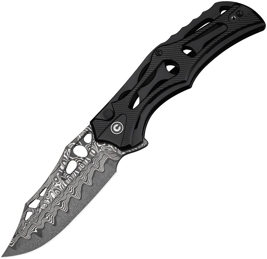 CIVC23083DS1.jpg Civivi Biophase Button Lock Damascus 3.5 Folding Knife Black