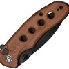 Civivi Triptych Button Lock Folding Knife - Brown Wood