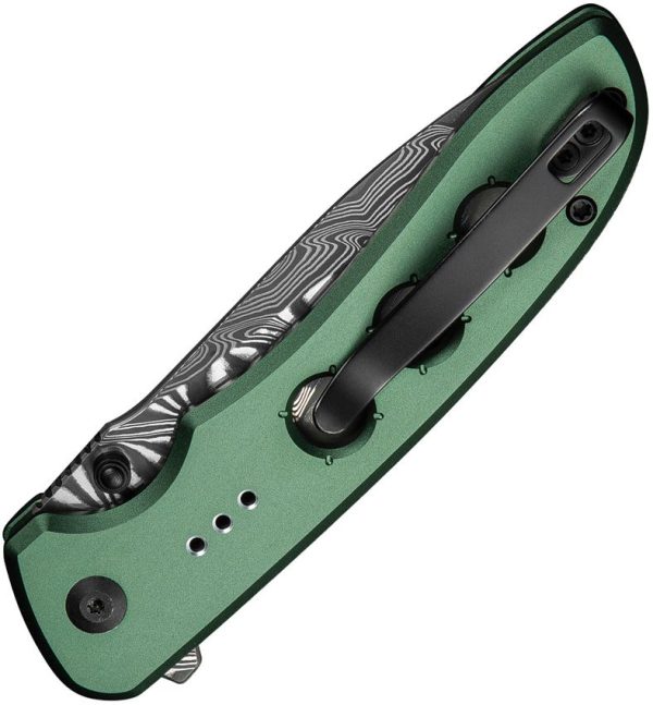Civivi Hyperpulse Damascus Button Lock Folding Knife - Green