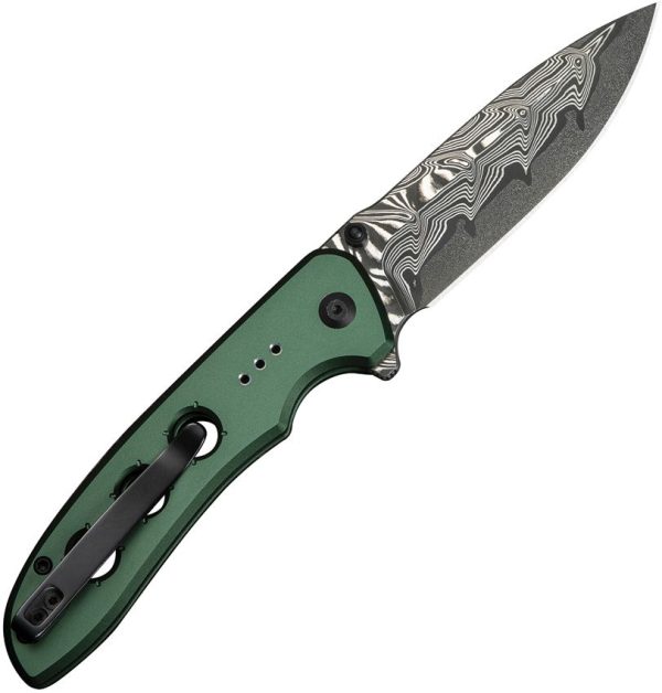 Civivi Hyperpulse Damascus Button Lock Folding Knife - Green