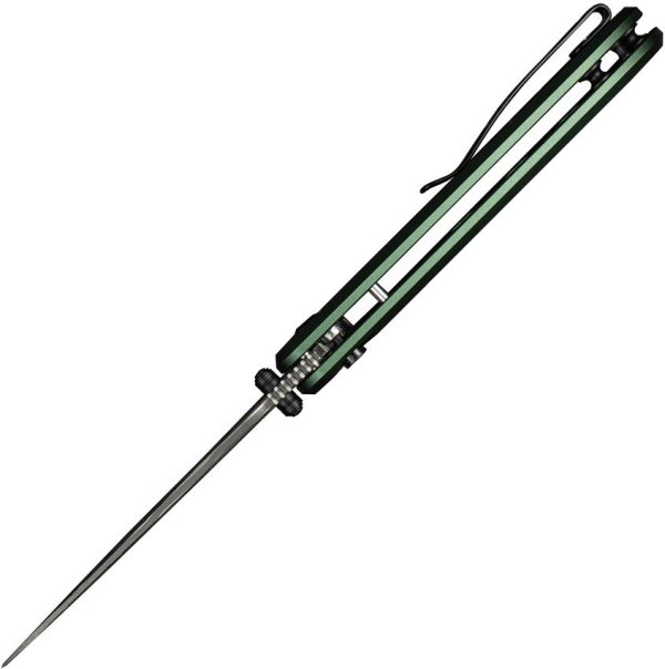 Civivi Hyperpulse Damascus Button Lock Folding Knife - Green