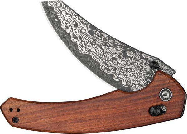 Civivi Sixgill Crossbar Lock Damascus Brown Wood