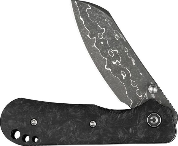 Civivi Crabby Linerlock Damascus Carbon Fiber