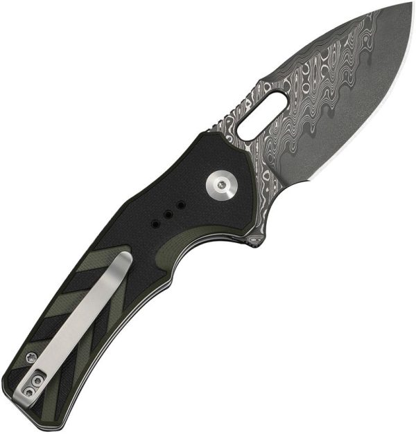 Civivi Vexron Button Lock Damascus Black/Green