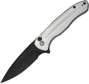 Civivi Kitefin Button Lock Folding Knife Silver Aluminum
