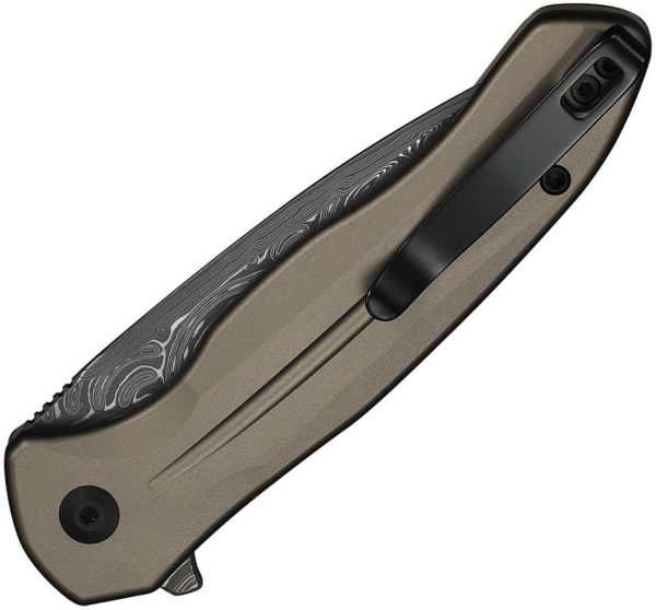 Civivi Kitefin Button Lock Damascus Steel Brown Aluminum