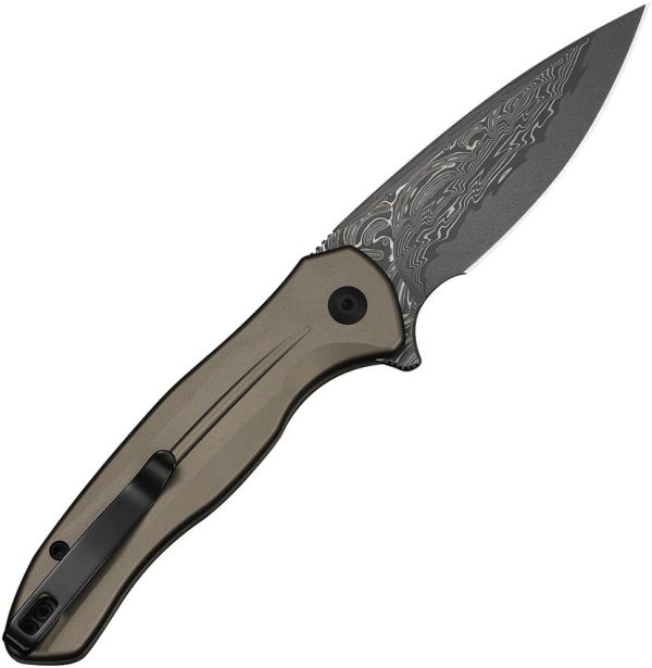 Civivi Kitefin Button Lock Damascus Steel Brown Aluminum