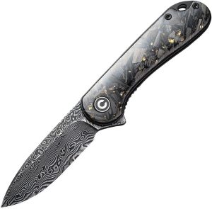 Civivi Elementum Damascus Linerlock Golden Shred Handle