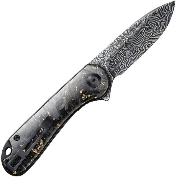 Civivi Elementum Damascus Linerlock Golden Shred Handle