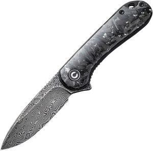 Civivi Elementum Damascus Linerlock Silvery Shred Handle