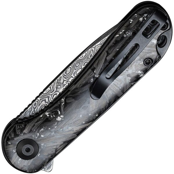 Civivi Elementum Damascus Linerlock Silvery Shred Handle