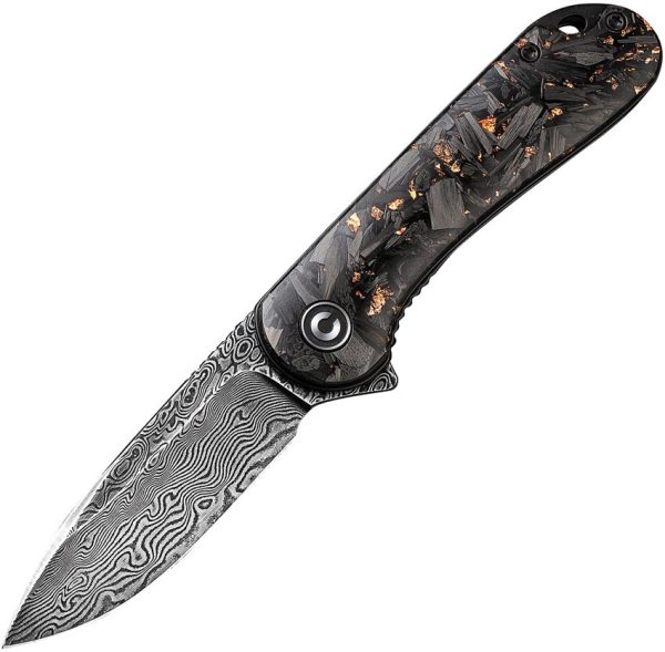 Civivi Elementum Damascus Linerlock Copper Shred Handle