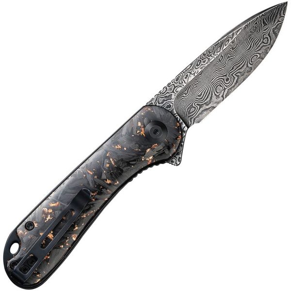 Civivi Elementum Damascus Linerlock Copper Shred Handle