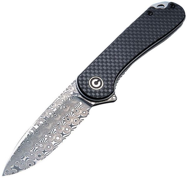 Civivi Elementum Damascus Linerlock Carbon Fiber Black